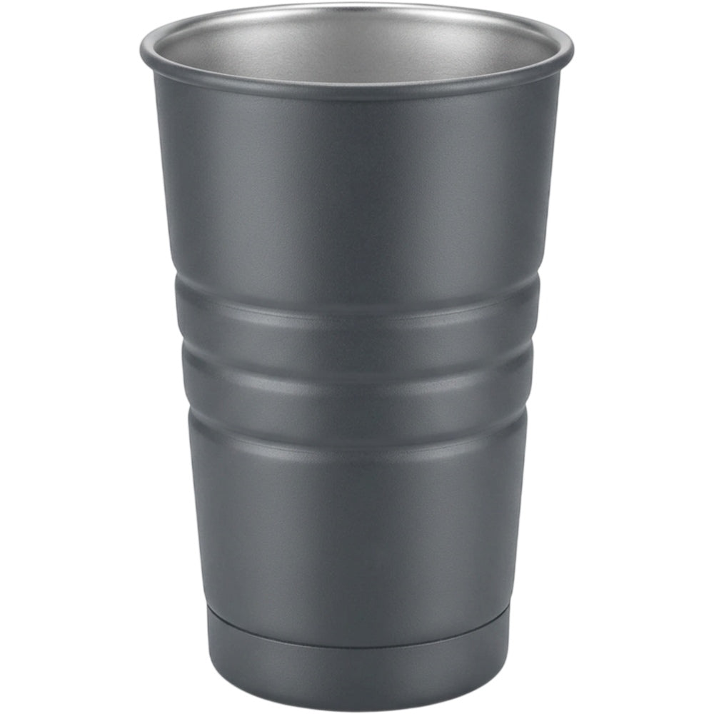 Btykd Ribbed Stackable Single-Wall Stainless Steel Beer Cup 20 oz Smoke Gray - Product view