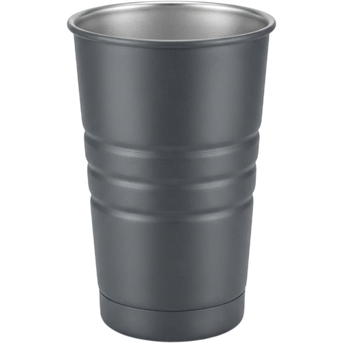 Btykd Ribbed Stackable Single-Wall Stainless Steel Beer Cup 20 oz Smoke Gray - Product view
