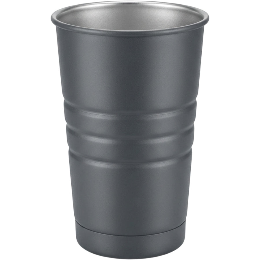 Btykd Ribbed Stackable Single-Wall Stainless Steel Beer Cup 20 oz Smoke Gray