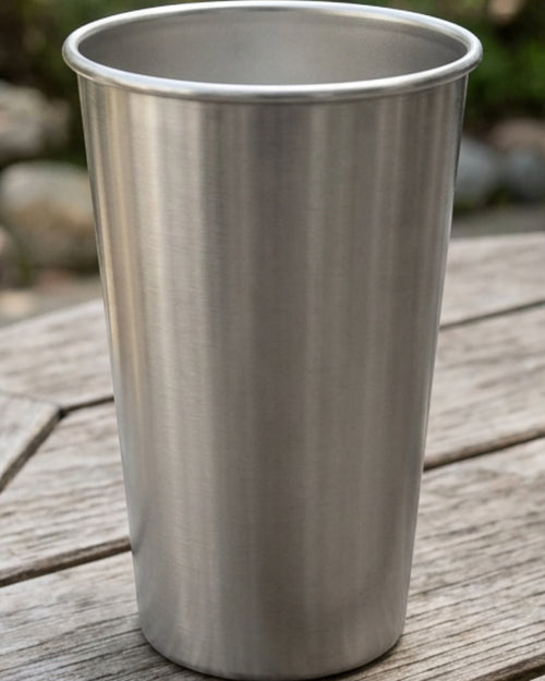 Btykd Straight Single-Wall Stainless Steel Pint Cup 16 oz Satin Silver - Lifestyle view
